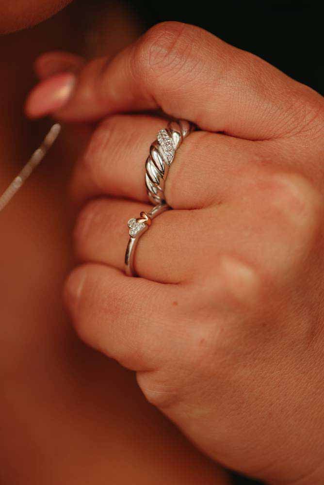 Cornetto Ring with .09 Carat TW of Diamonds in 10kt Yellow Gold