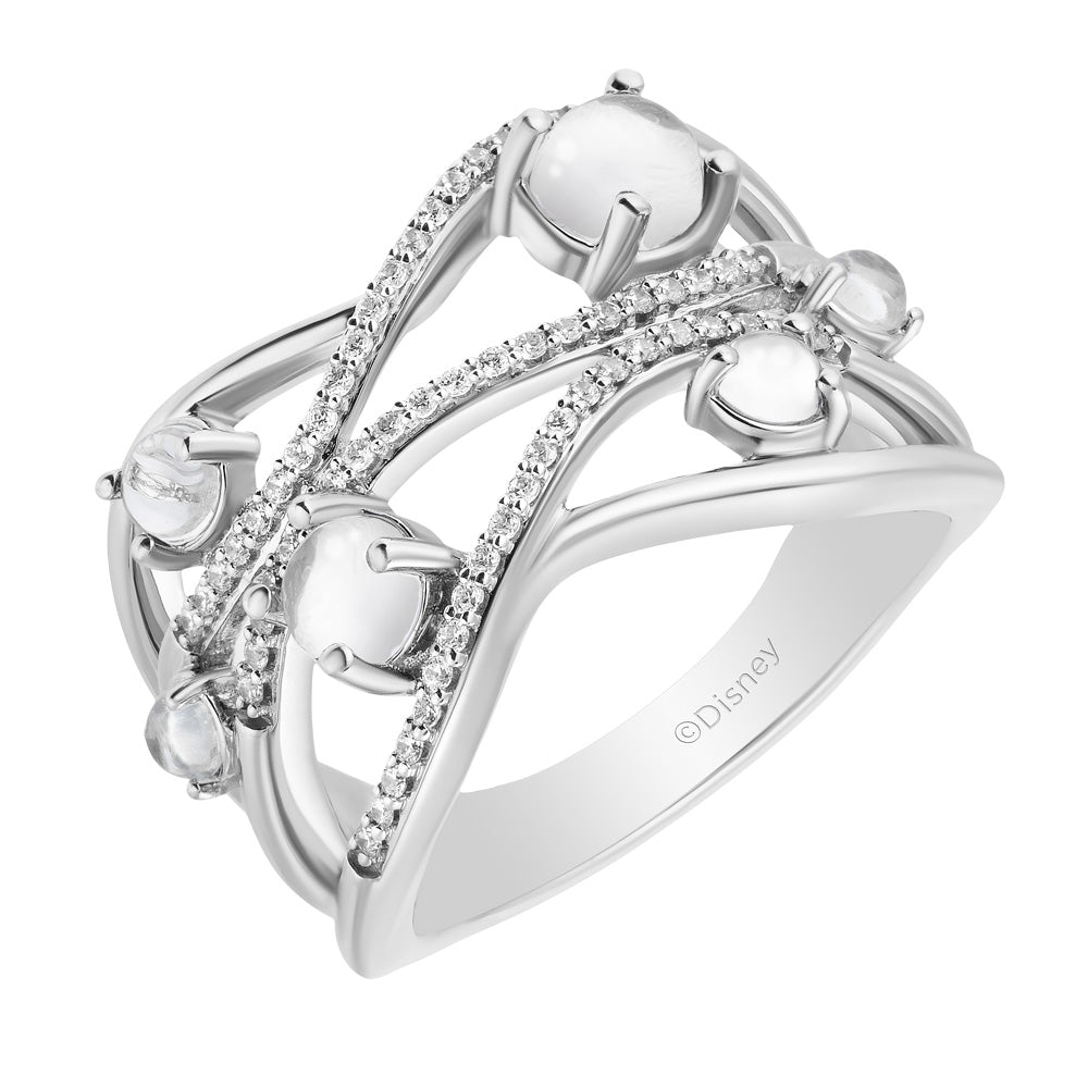 Enchanted Disney Ariel Ring with White Topaz and .20 Carat TW of Diamonds in Sterling Silver