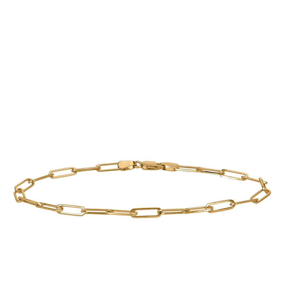 7" Layla Cable Link Paperclip Chain Bracelet in 10kt Yellow Gold