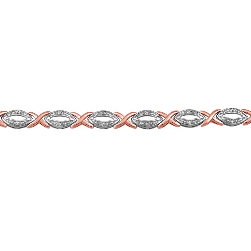 Tennis Bracelet with .10 Carat TW of Diamonds in 10kt White and Rose Gold