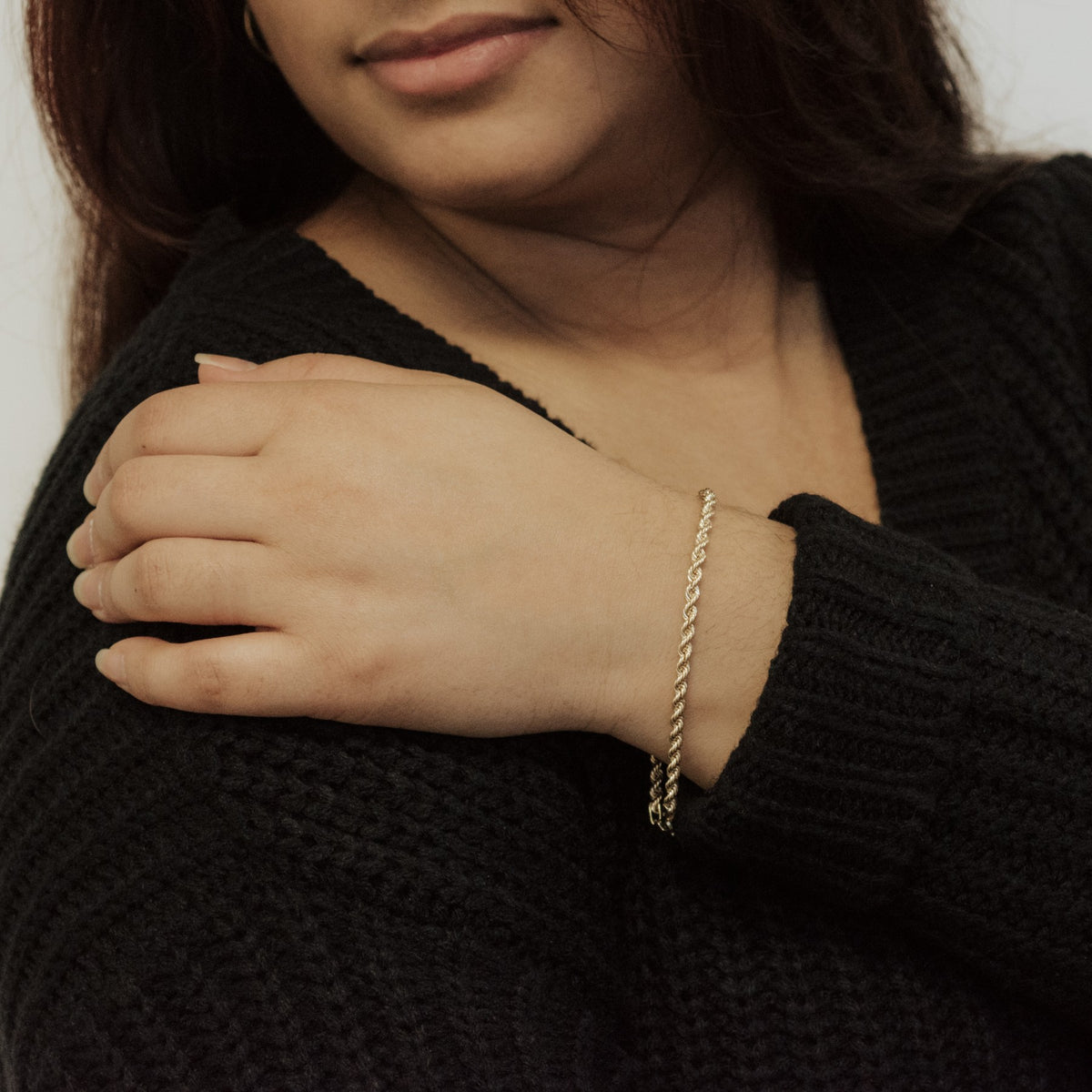 7.5" 3mm Rope Chain Bracelet in 10kt Yellow Gold