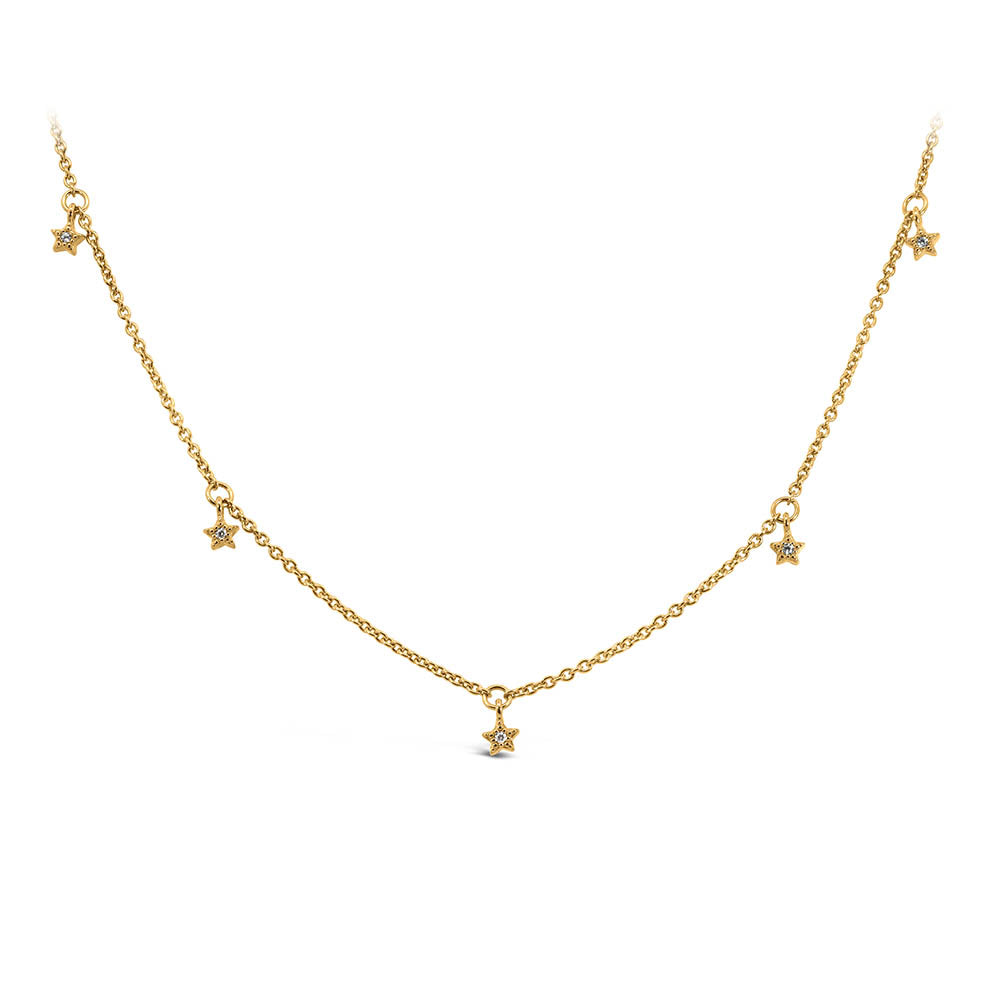 14"+2" 1970s Barbie Mommy and Me Star Necklace with Cubic Zirconia with Gold Vermeil Plated Sterling Silver