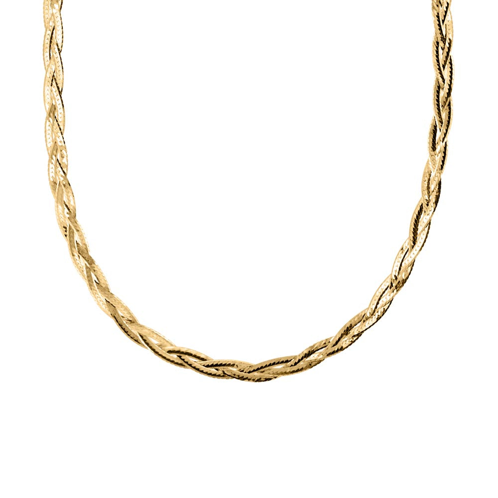 16"+2" 3.5MM Braided Herringbone Chain in 10kt Yellow Gold