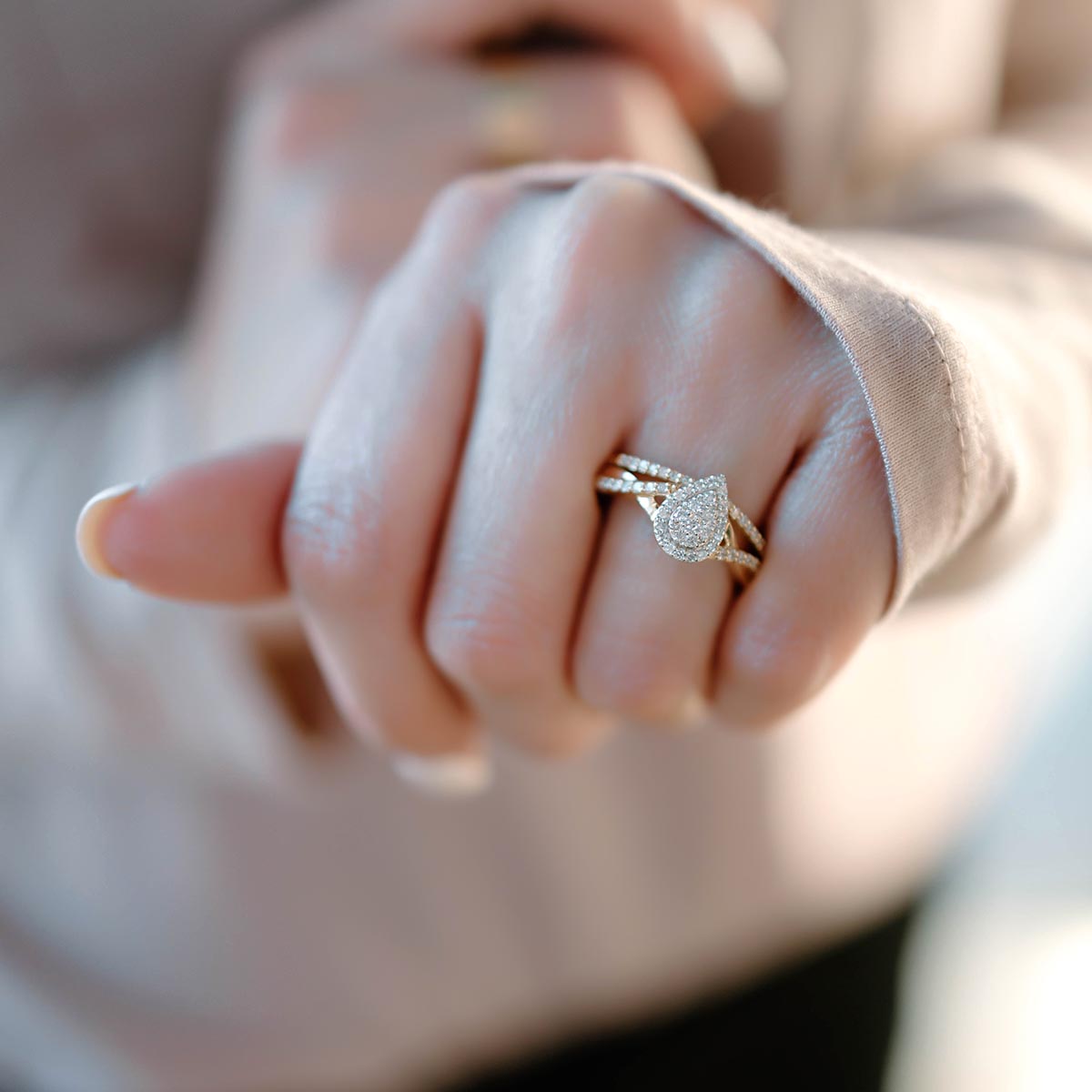 Halo Bridal Set with .40 Carat TW of Diamonds in 10kt Yellow Gold