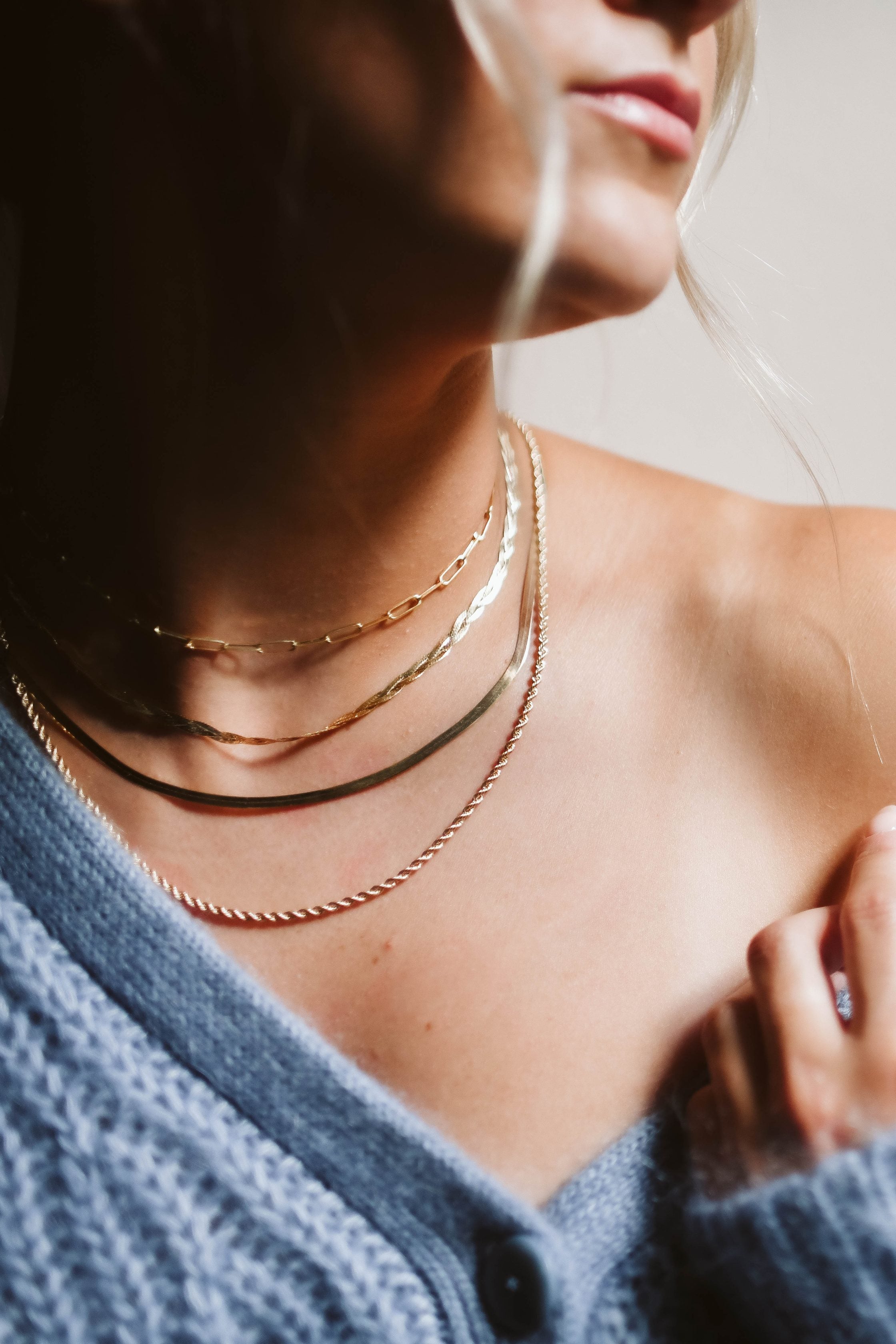 16"+2" 3.5MM Braided Herringbone Chain in 10kt Yellow Gold