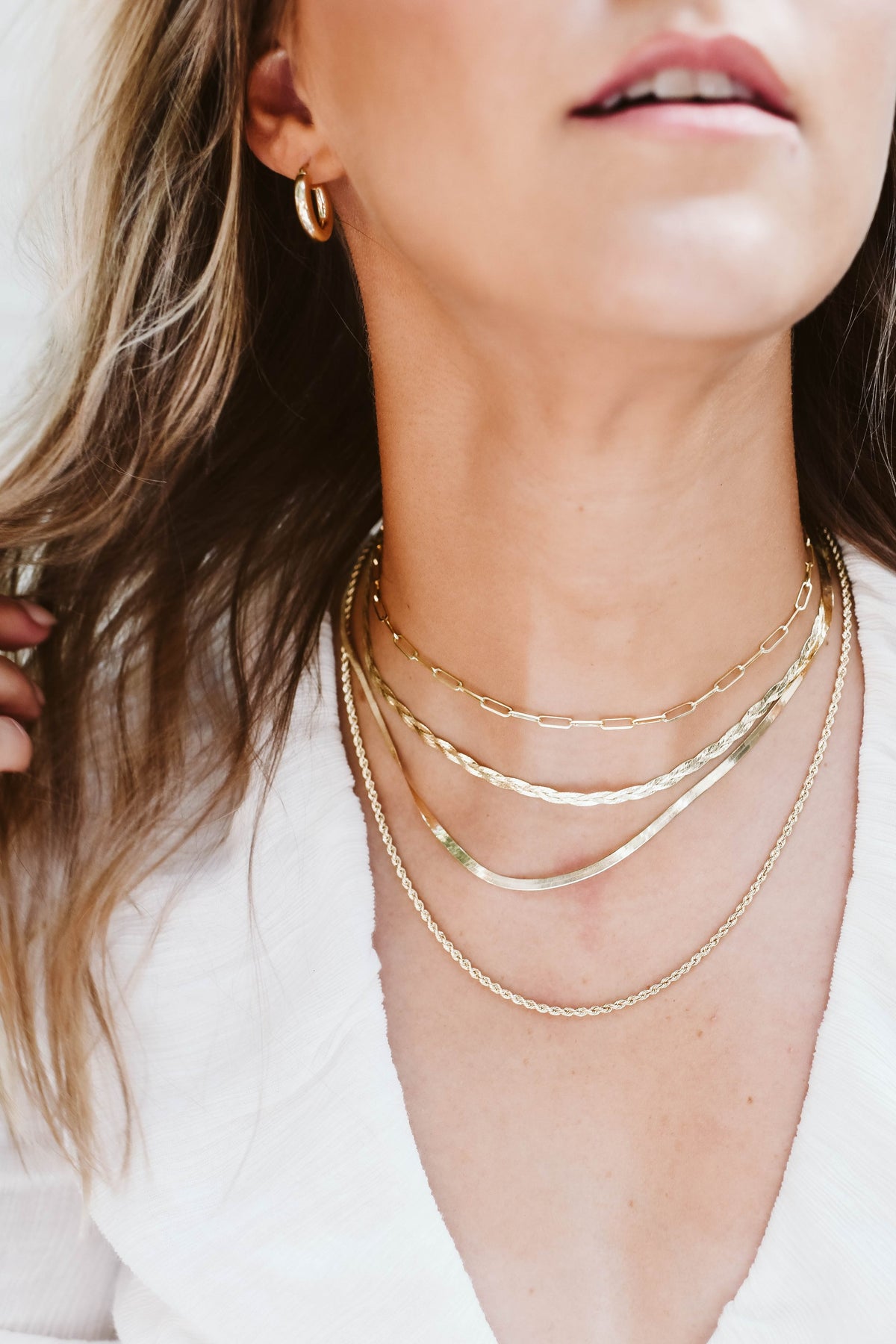 16"+2" 3.5MM Braided Herringbone Chain in 10kt Yellow Gold