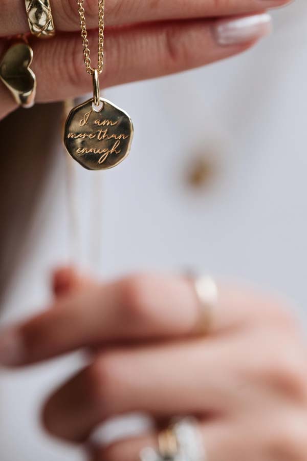 a gold necklace