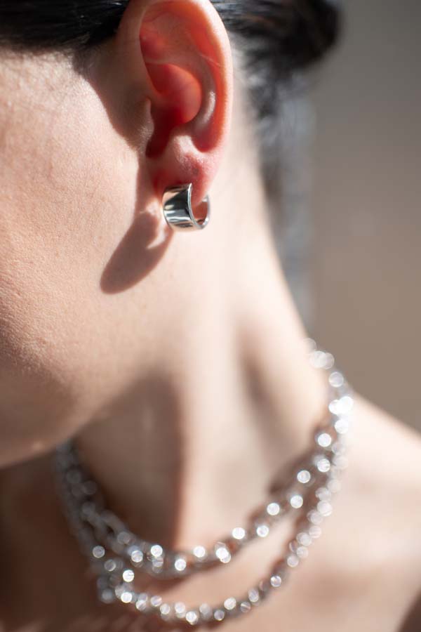 Cigar Hoop Earrings in Sterling Silver