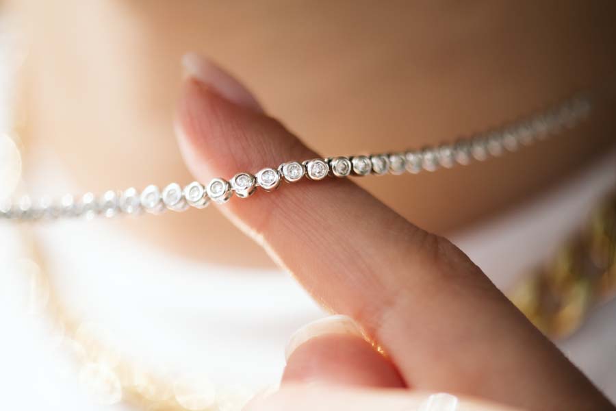 15.5"-17.5" Tennis Necklace with 1.00 Carat TW of Diamonds in 14kt White Gold