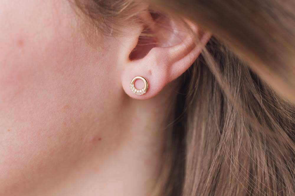 Circle Earrings with .14 Carat TW of Diamonds in 10kt Yellow Gold