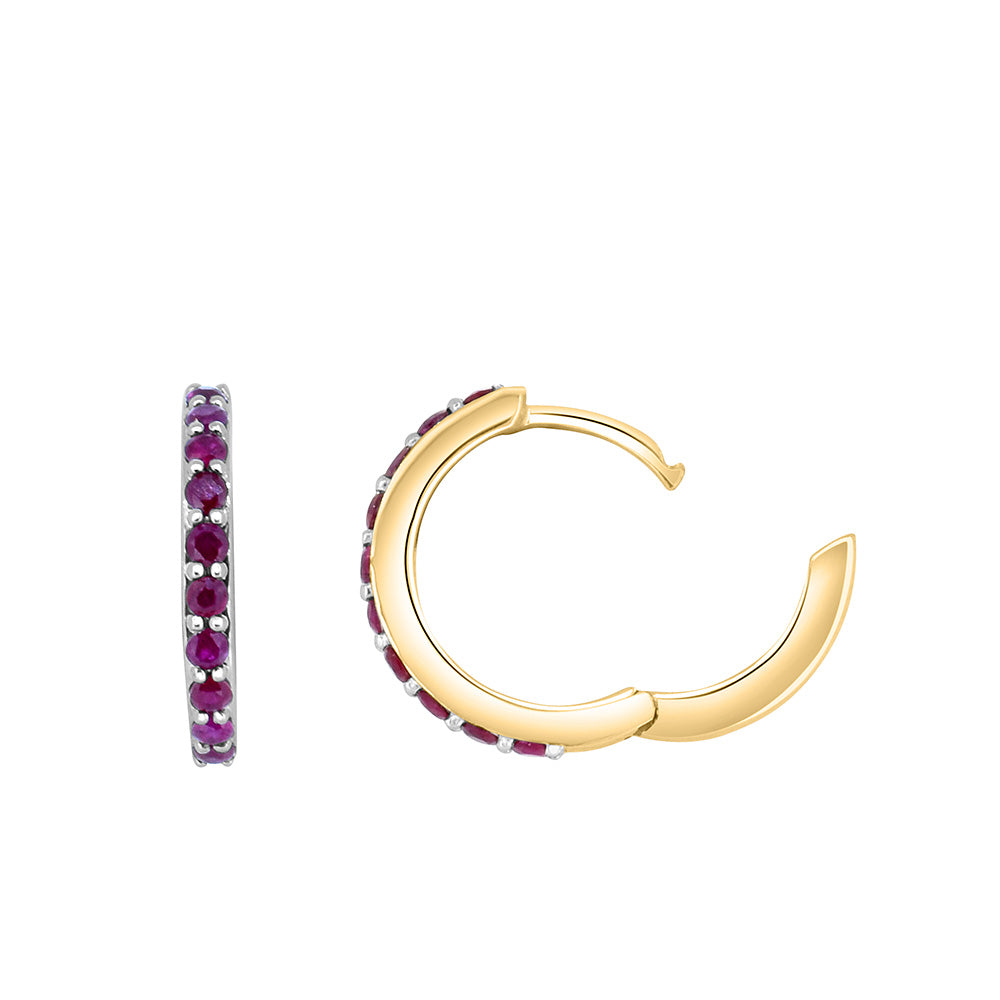 Ruby Hoop Earrings in 10kt Yellow Gold
