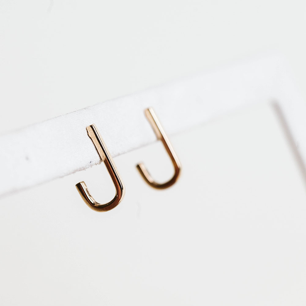 Curved Bar Earrings in 10KT Yellow Gold