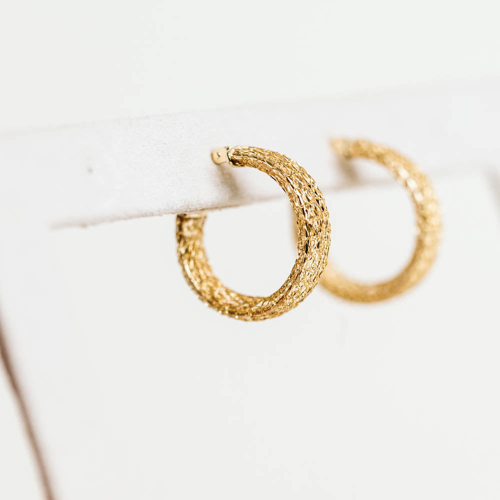 Gold Mesh Hoop Earrings in 10KT Yellow Gold