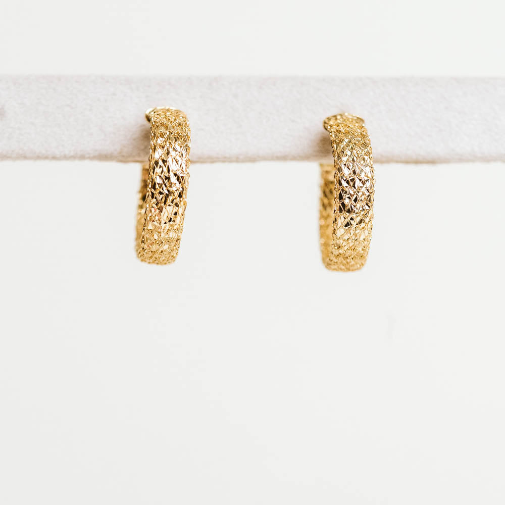 Gold Mesh Hoop Earrings in 10KT Yellow Gold