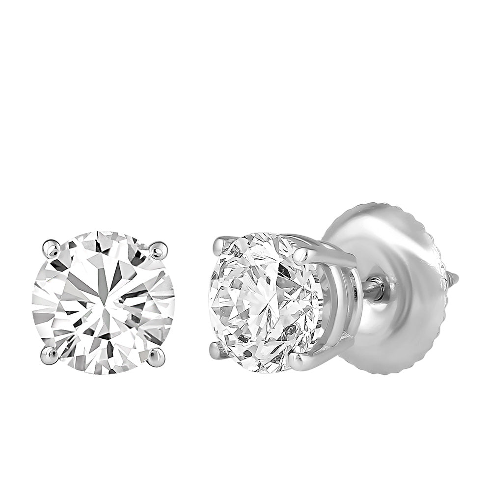 Classic Solitaire Stud Earrings with 1.00 Carat TW of Lab Created Diamonds in 14kt White Gold