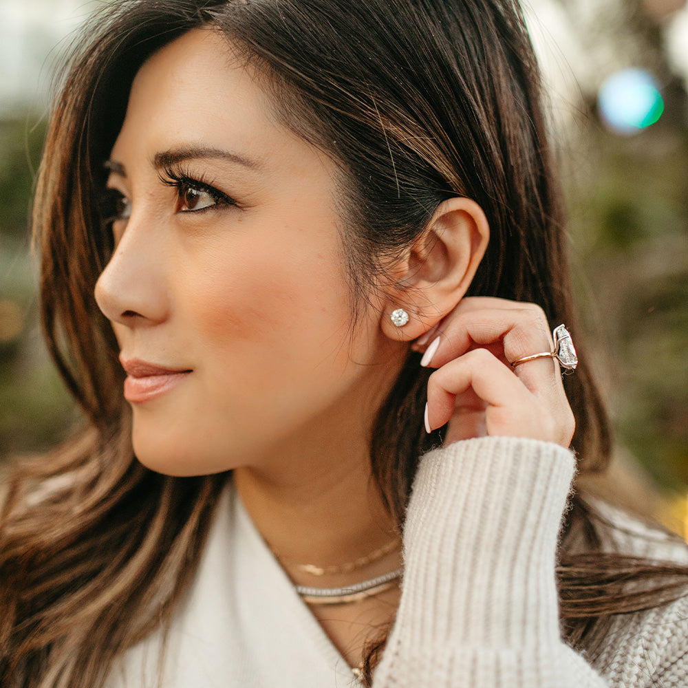 Classic Solitaire Stud Earrings with 1.00 Carat TW of Lab Created Diamonds in 14kt White Gold