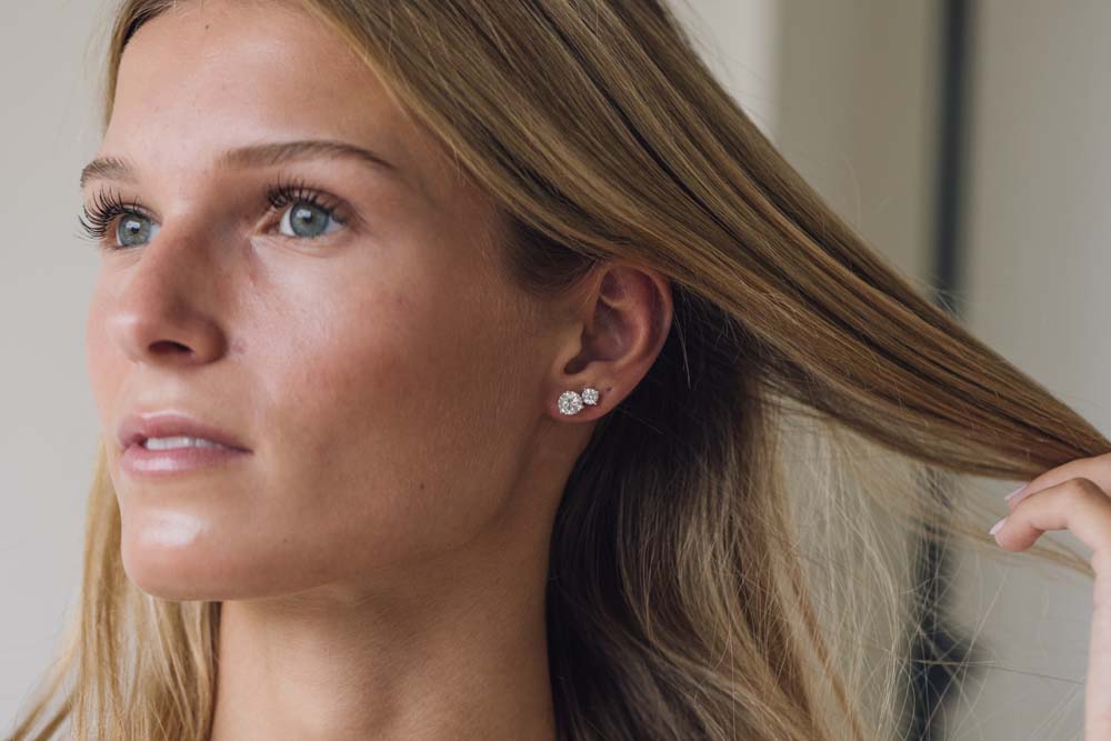 Martini Stud Earrings with 2.50 Carat TW of Lab Created Diamonds in 14kt White Gold