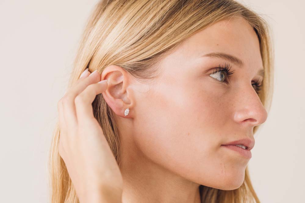 Marquise Shape Lab Created Diamonds Stud Earrings with 1.00 Carat TW in 14kt White Gold