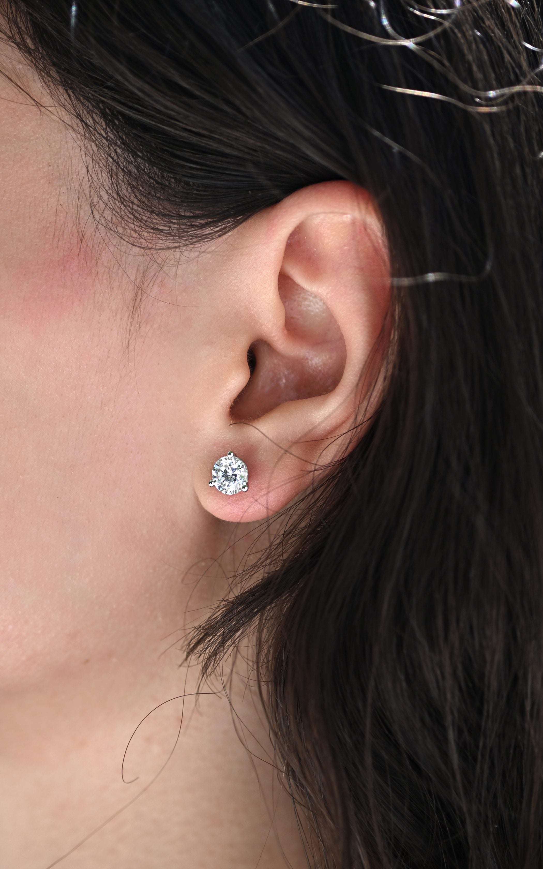 Round Martini Stud Earrings with 1.00 Carat TW of Lab Created Diamonds in 10kt White Gold