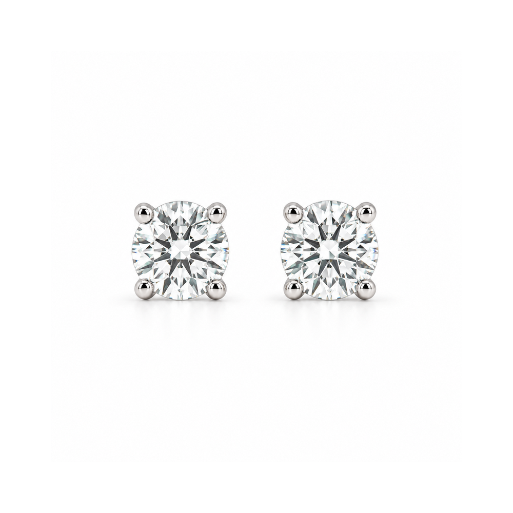 Round Brilliant Lab Created Diamond Stud Earrings in Silver