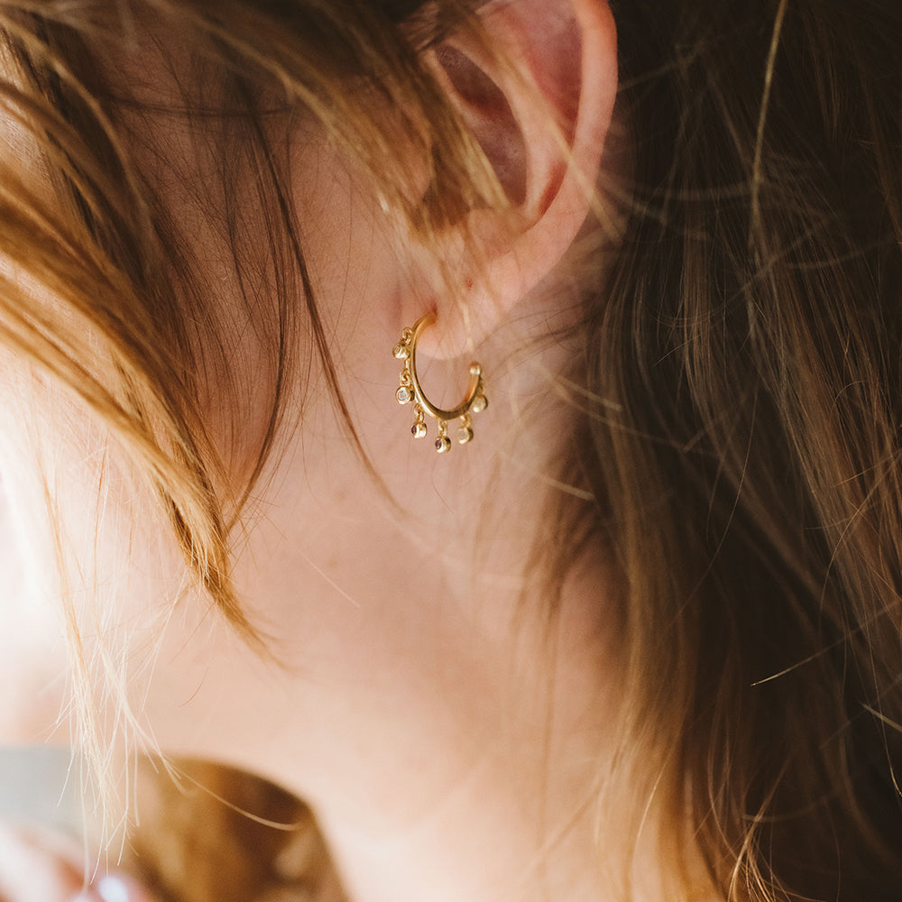 Earrings with Amethyst, Blue Topaz, and Peridot in Gold Plated Sterling Silver