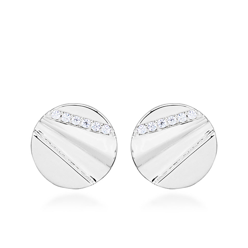 Circle Earrings with Cubic Zirconia in Sterling Silver