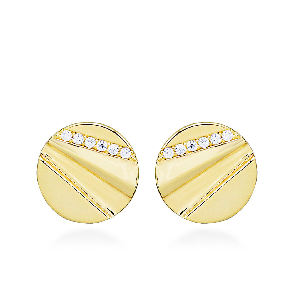 Circle Earrings with Cubic Zirconia in Gold Plated Sterling Silver