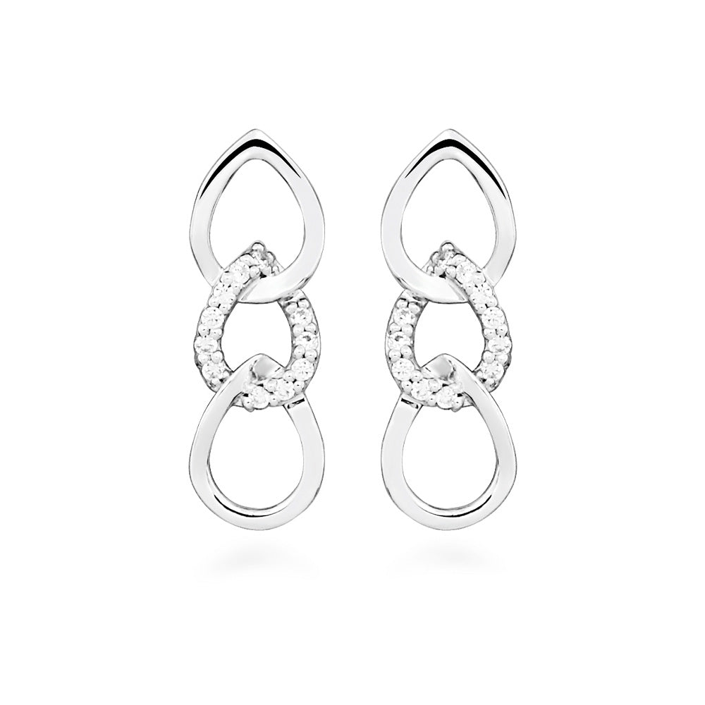 Teardrop Earrings with Cubic Zirconia in Sterling Silver