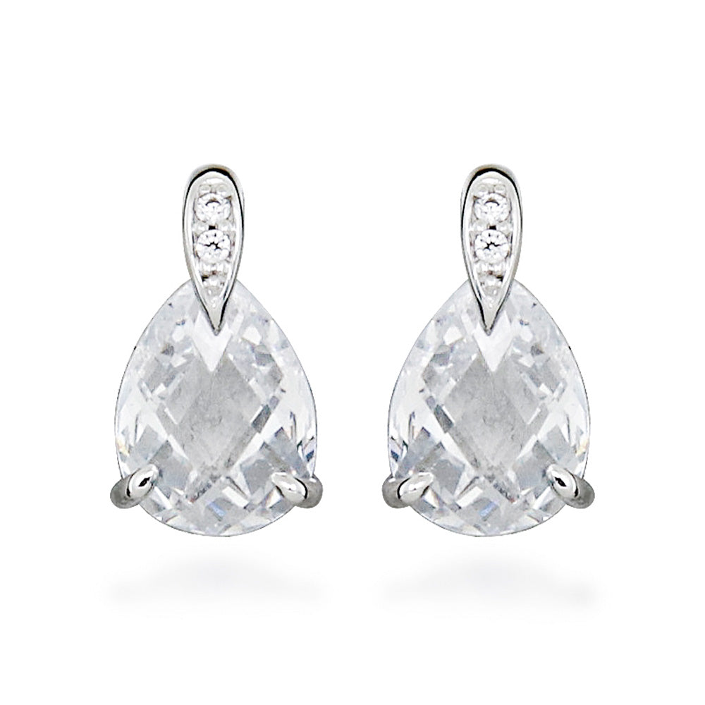 Earrings with Pear Shape Cubic Zirconia in Sterling Silver