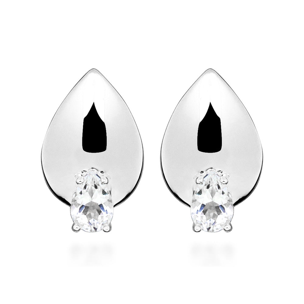 Earrings with Pear Shape White Topaz in Sterling Silver