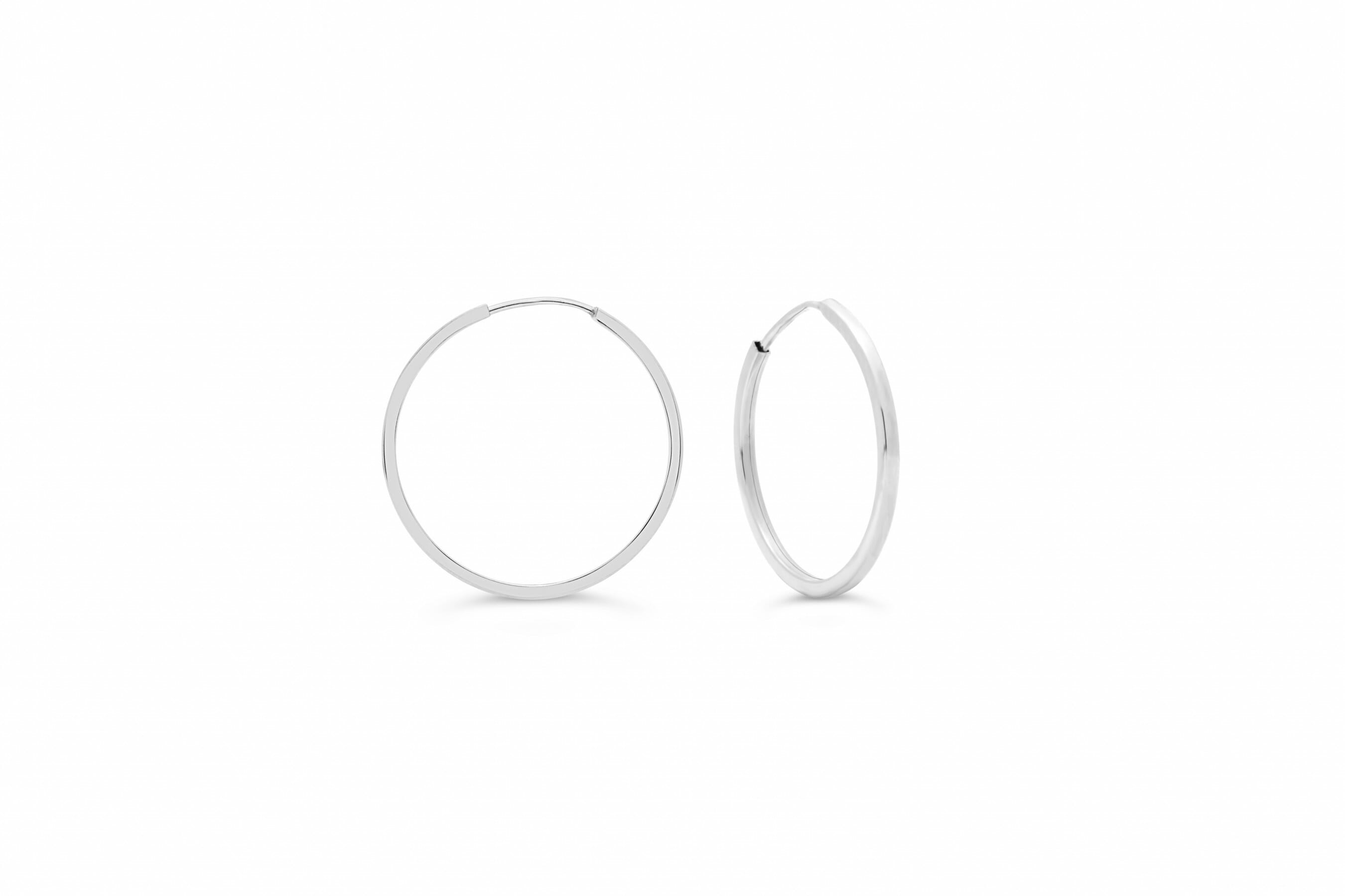 18MM Square Tube Sleeper Hoop Earrings in 10kt White Gold