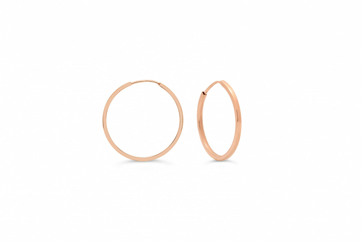 18MM Square Tube Sleeper Hoop Earrings in 10kt Rose Gold