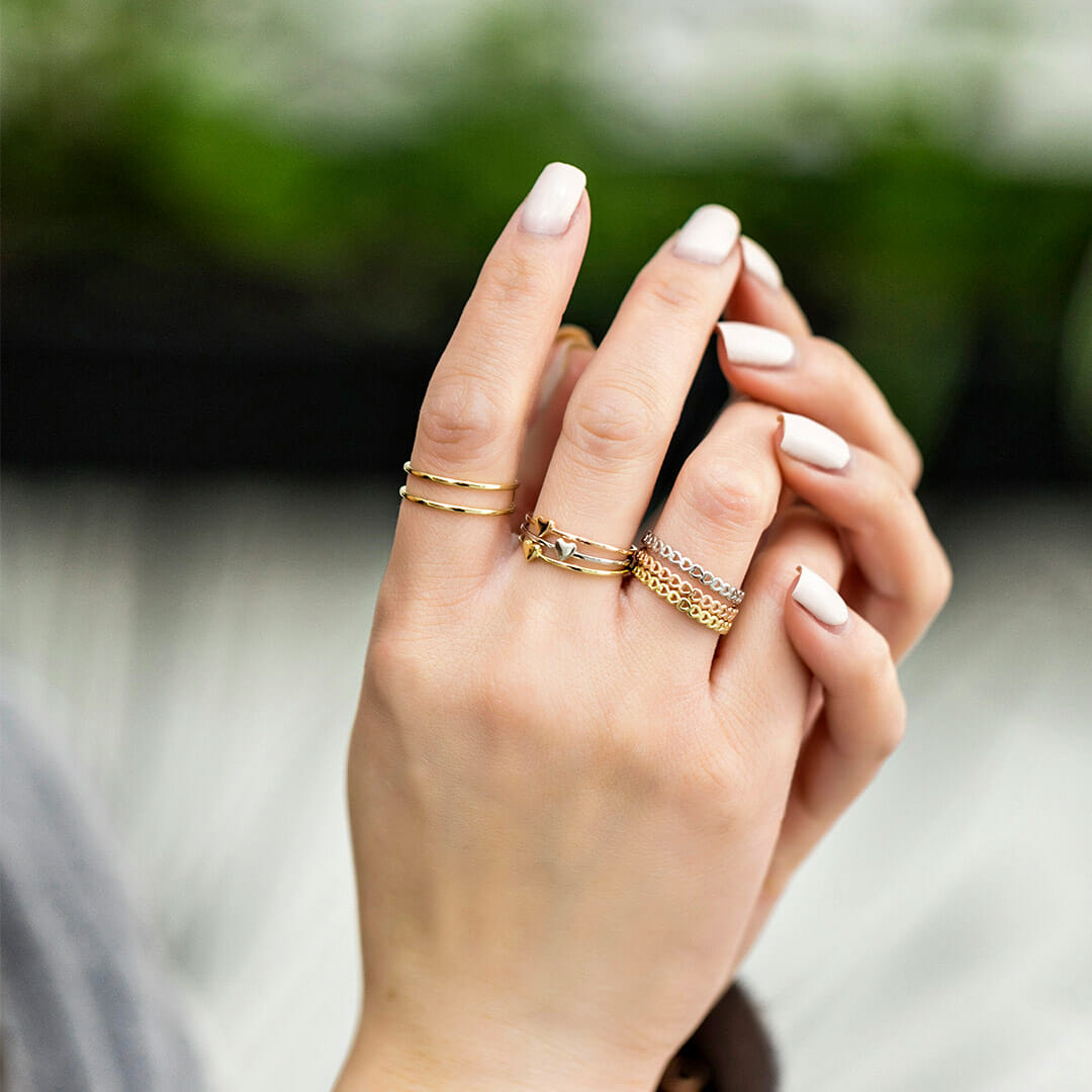 Everyday Stacking Multi Hearts Ring in 10kt Yellow Gold