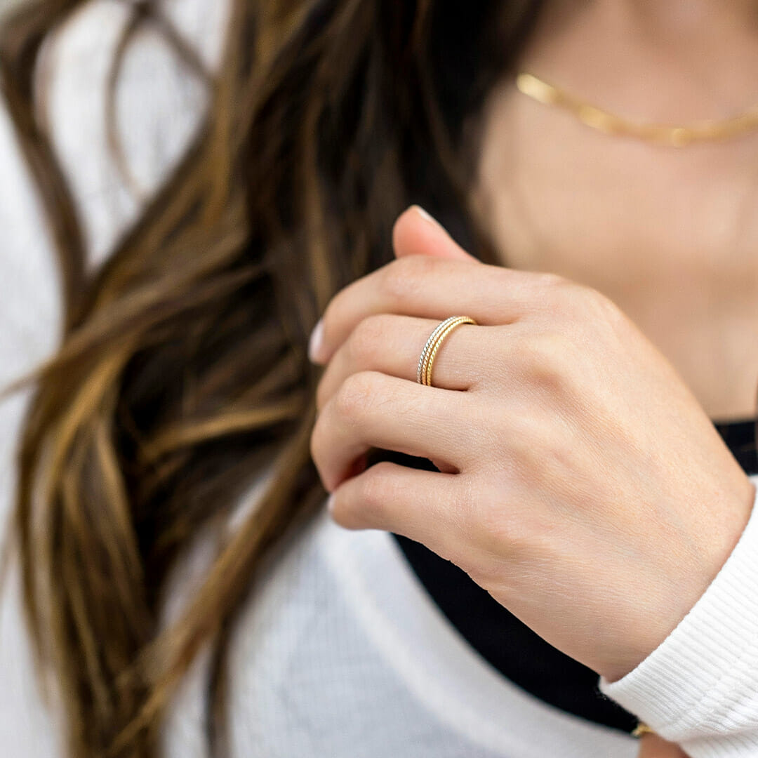 Everyday Stacking Twisted Ring in 10kt White Gold