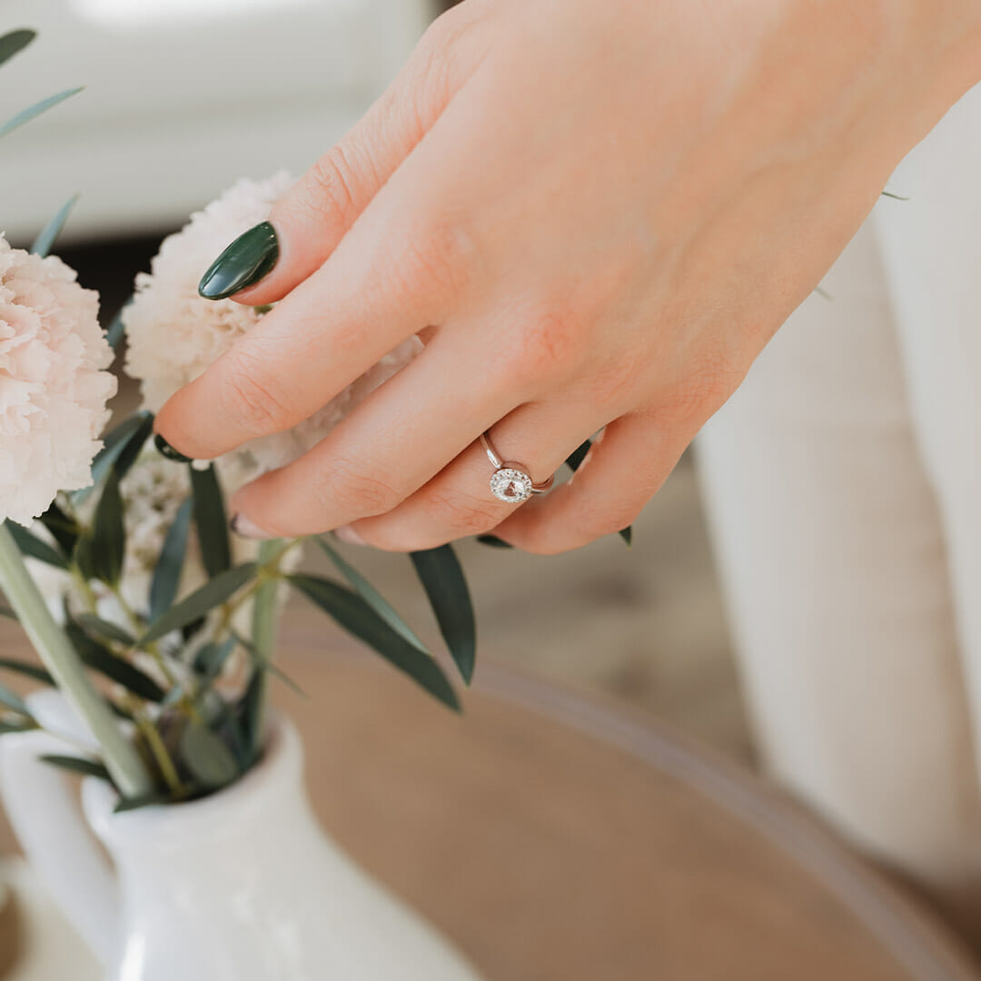 Ring with Genuine White Topaz and Cubic Zirconia in Sterling Silver