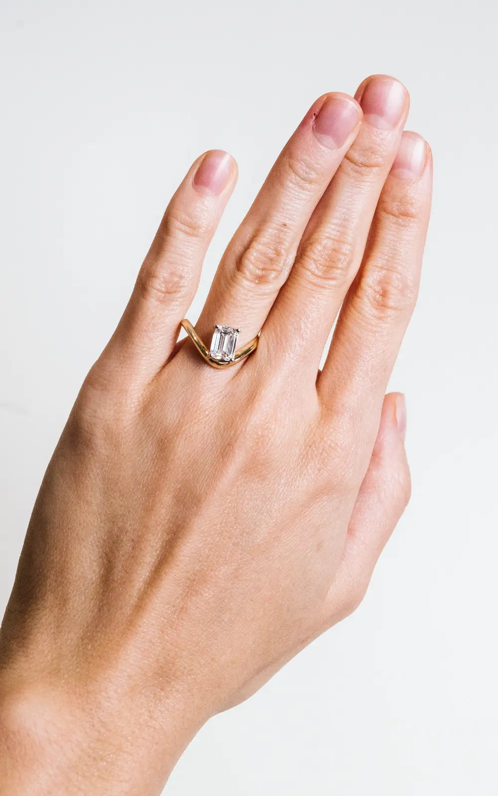 Emerald Cut Engagement Ring with 1.50 Carat Lab Created Diamond in 14KT Yellow Gold