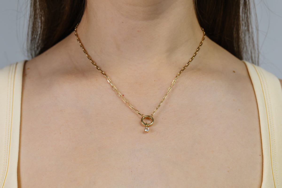 4mm White Topaz Charm in 10kt Yellow Gold