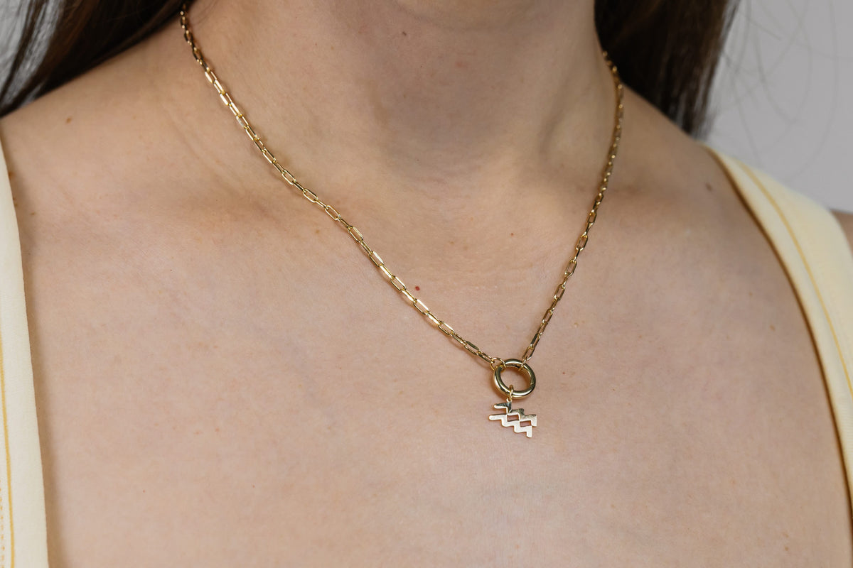 Aquarius Zodiac Charm in 10kt Yellow Gold