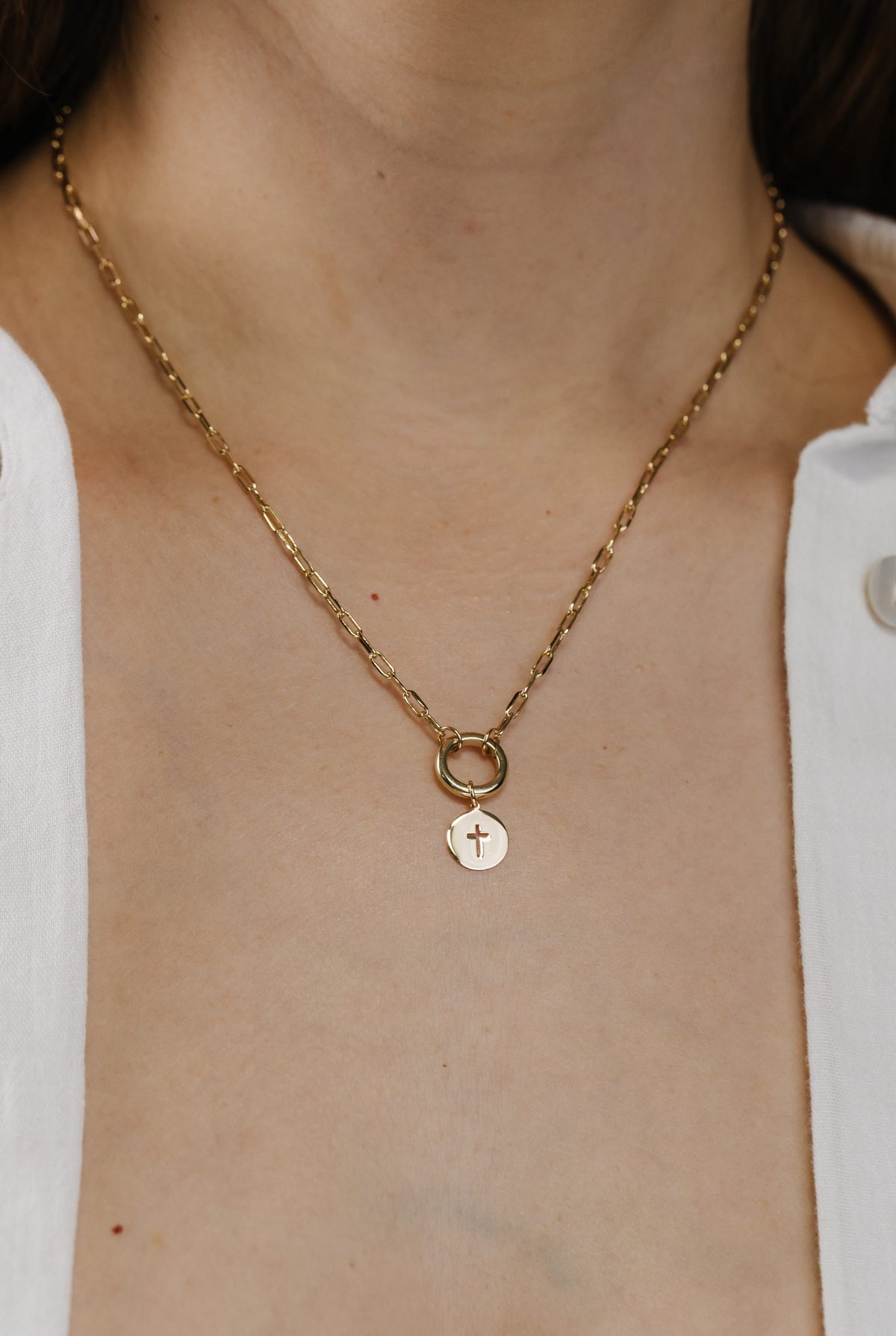 Cross Cutout Charm in 10kt Yellow Gold