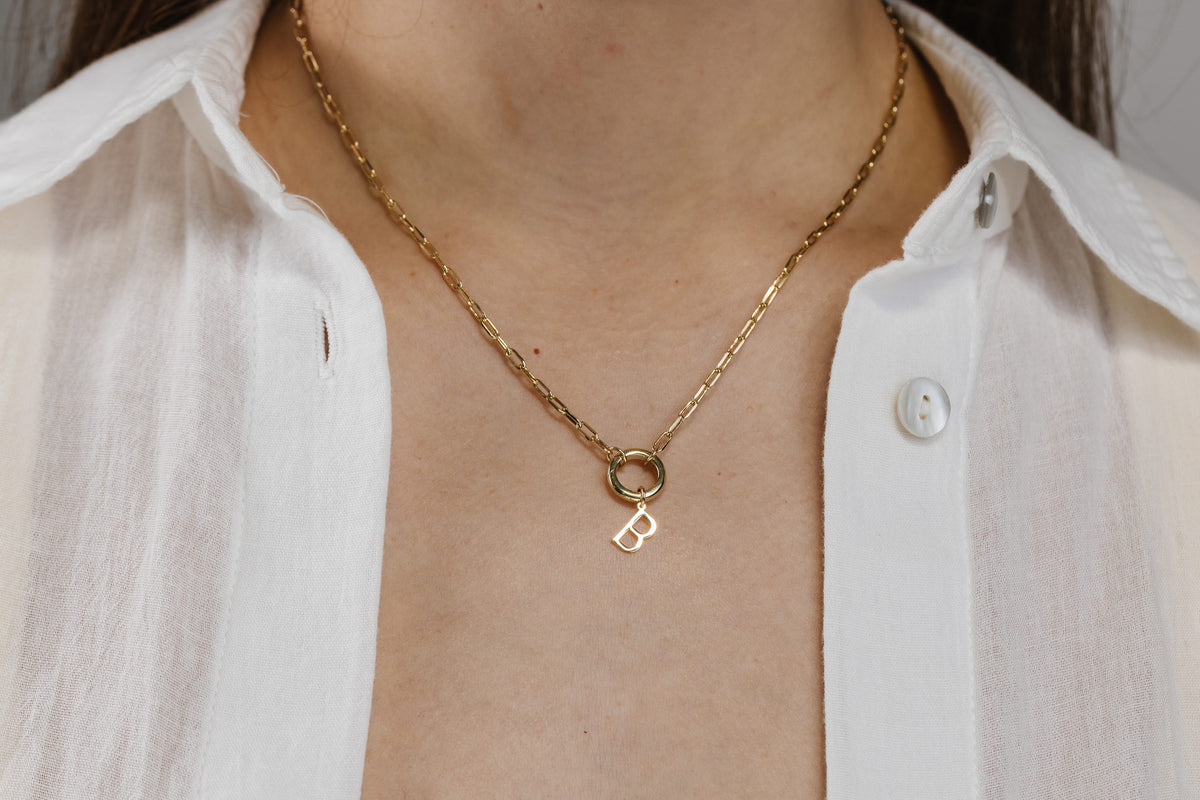 "B" Initial Charm in 10kt Yellow Gold
