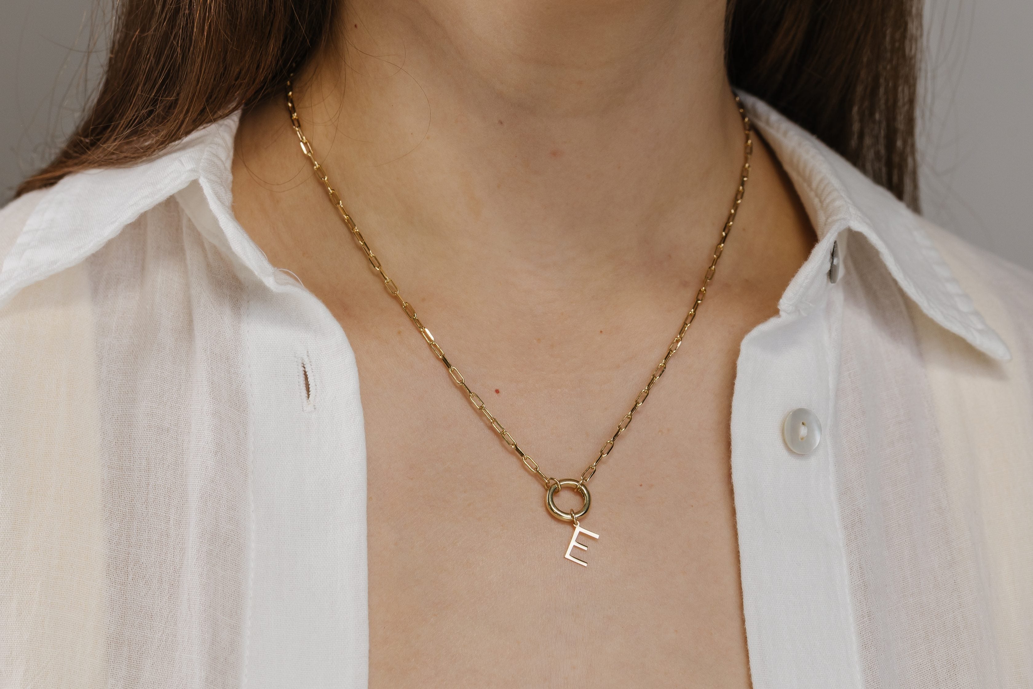 "E" Initial Charm in 10kt Yellow Gold