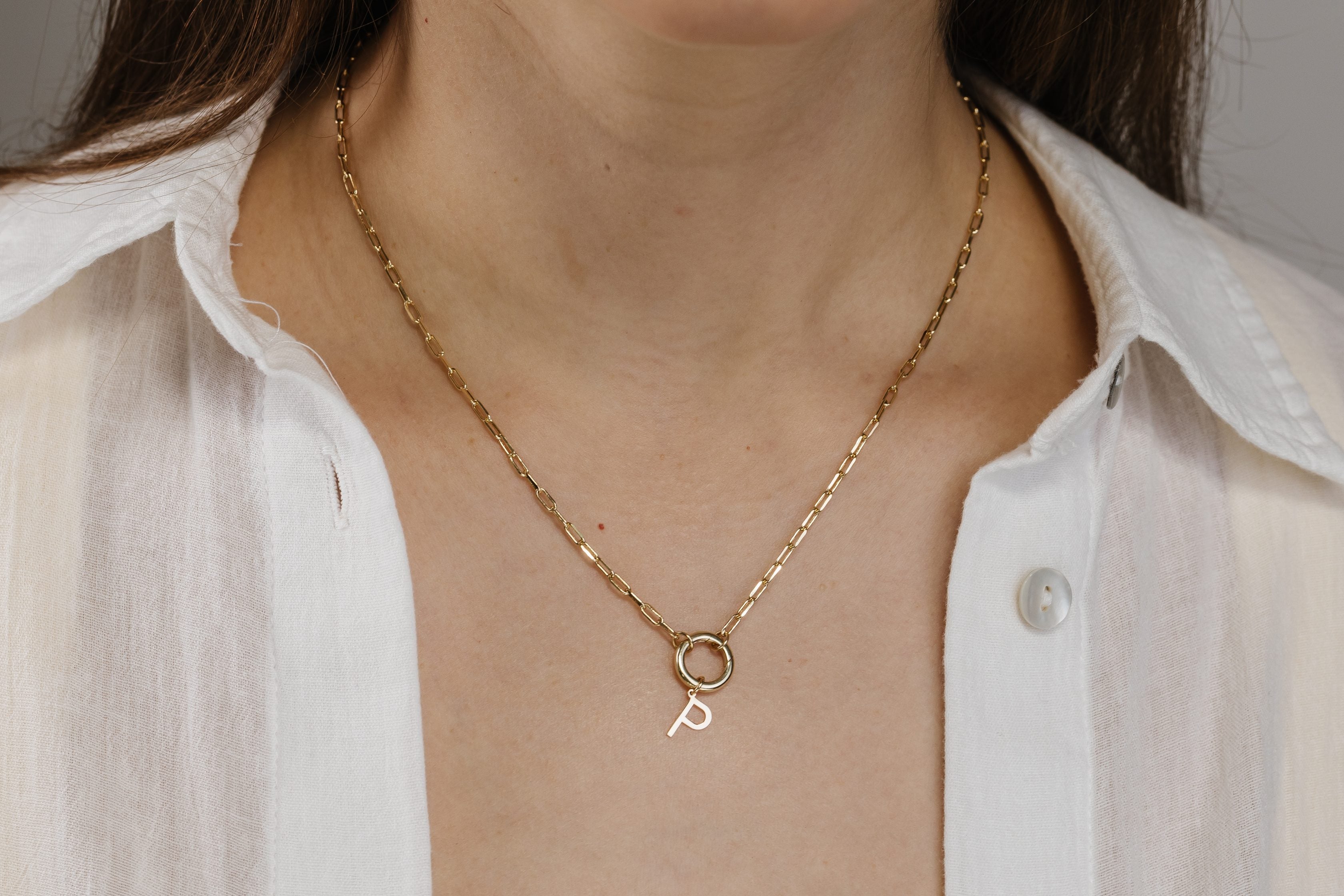 "P" Initial Charm in 10kt Yellow Gold