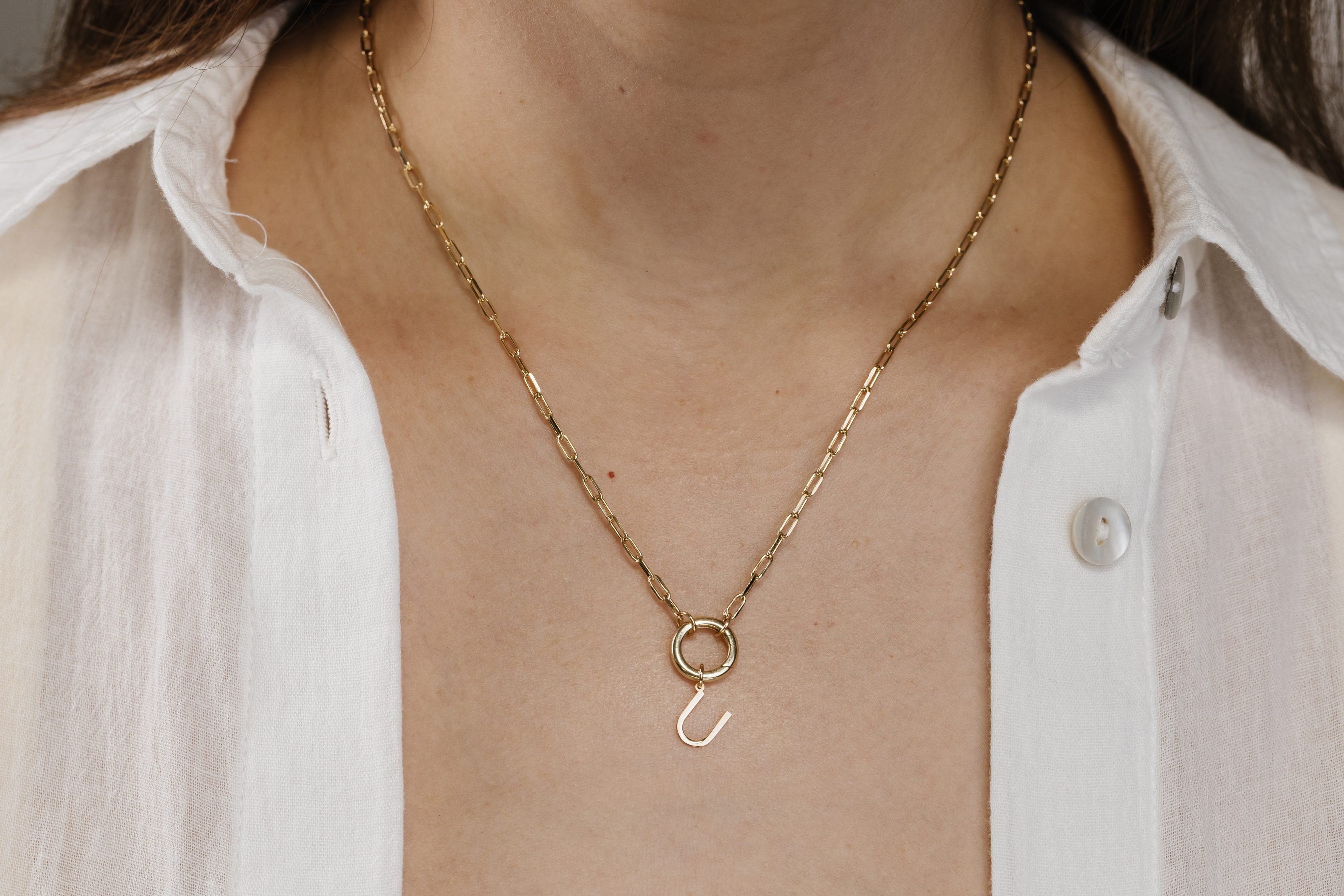"U" Initial Charm in 10kt Yellow Gold