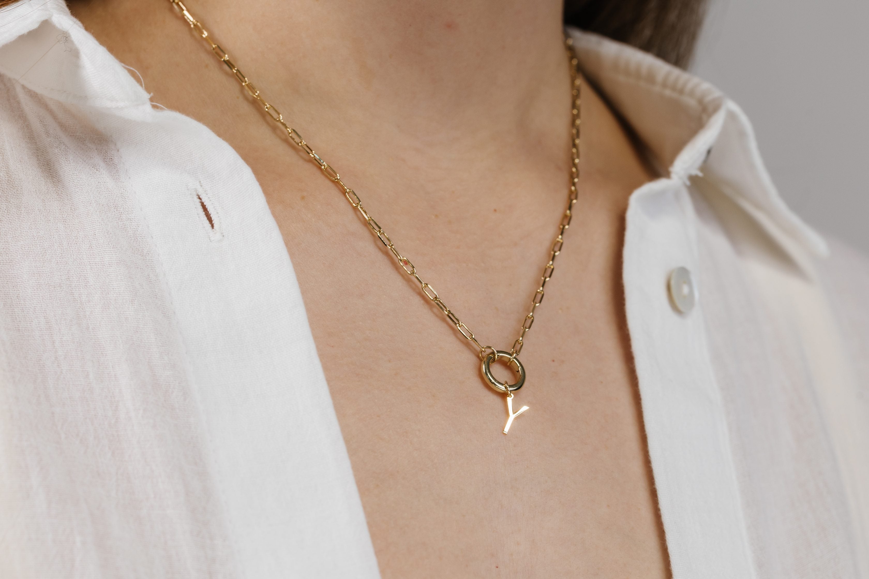 "Y" Initial Charm in 10kt Yellow Gold