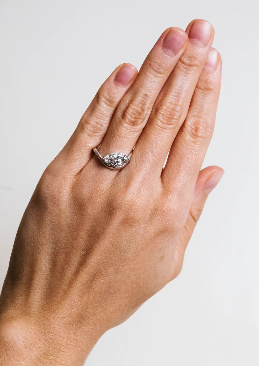 Marquise Engagement Ring with 1.50 Carat Lab Created Diamond in 14KT Yellow Gold