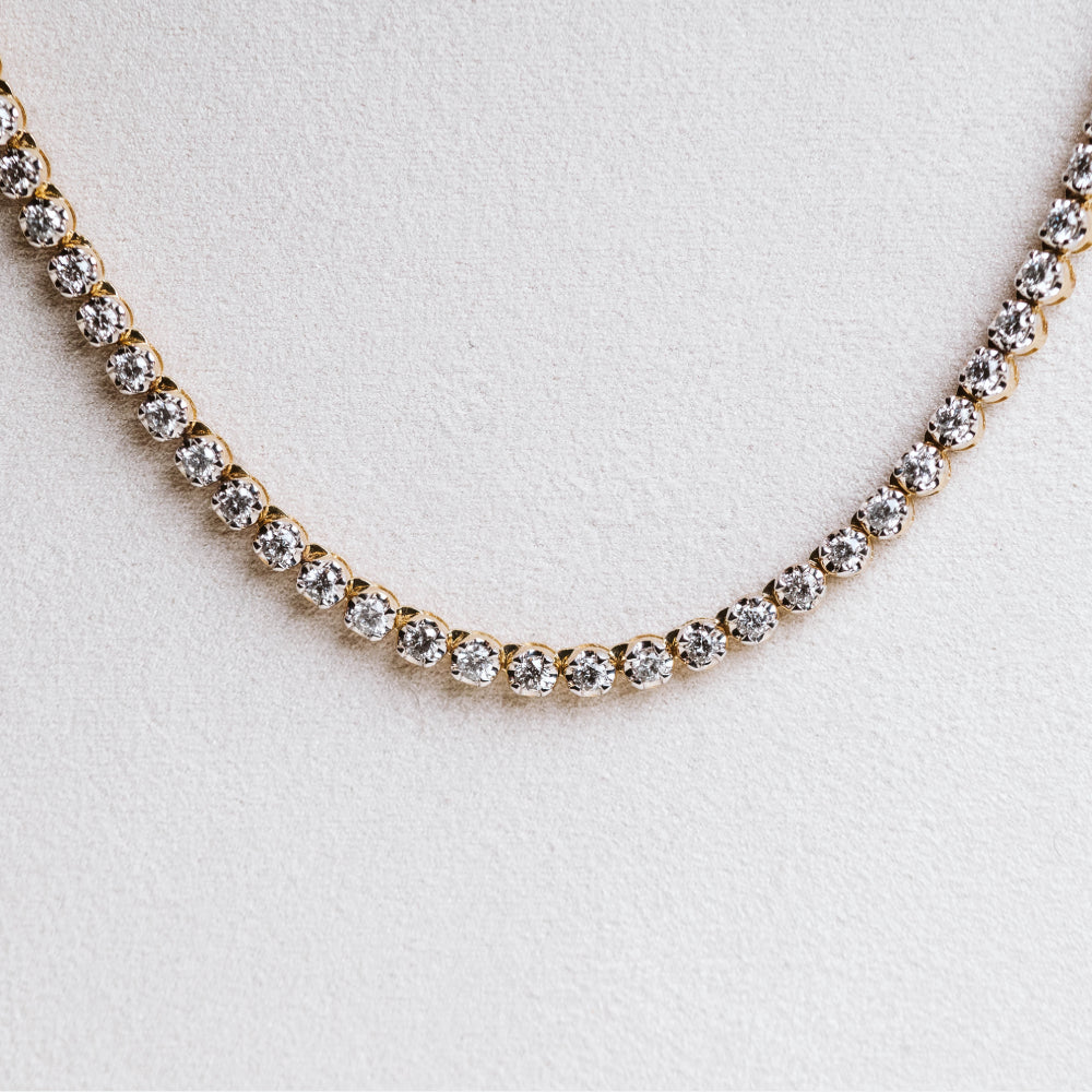 Half Tennis Necklace with 2.30 Carat TW of Diamonds in 10KT Yellow Gold with 18" Chain