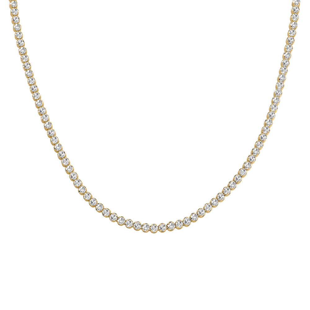 16-18" Tennis Necklace with Cubic Zirconia in Gold Plated Sterling Silver