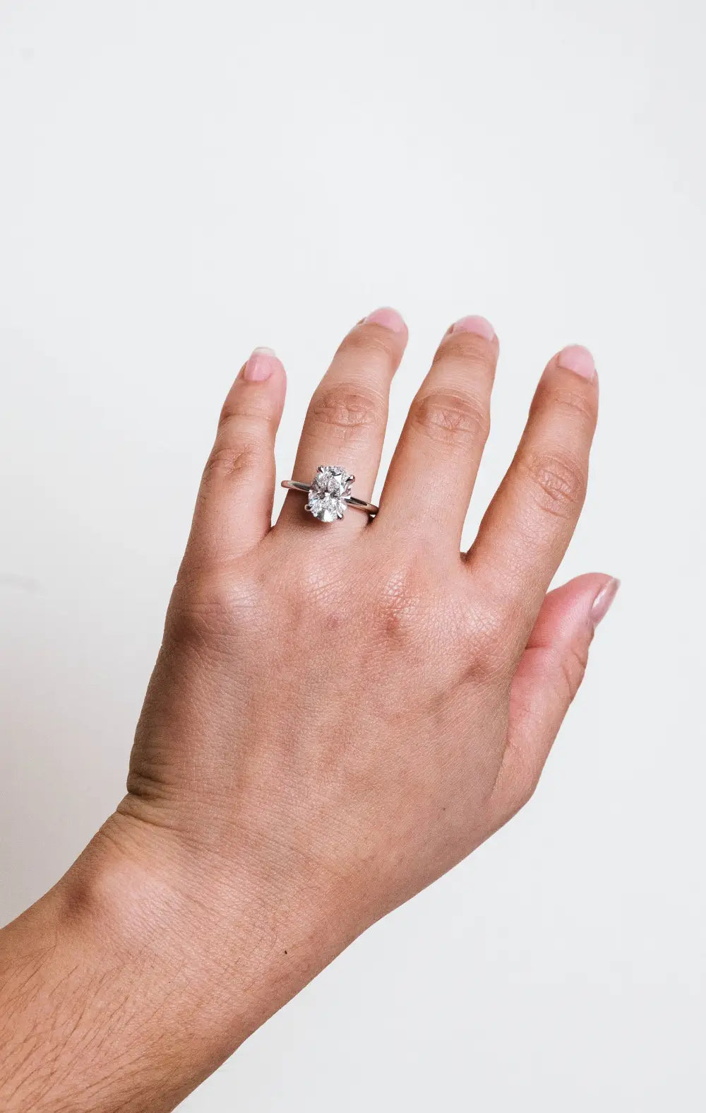 Oval Engagement Ring with 3.00 Carat Lab Created Diamond in 14KT White Gold