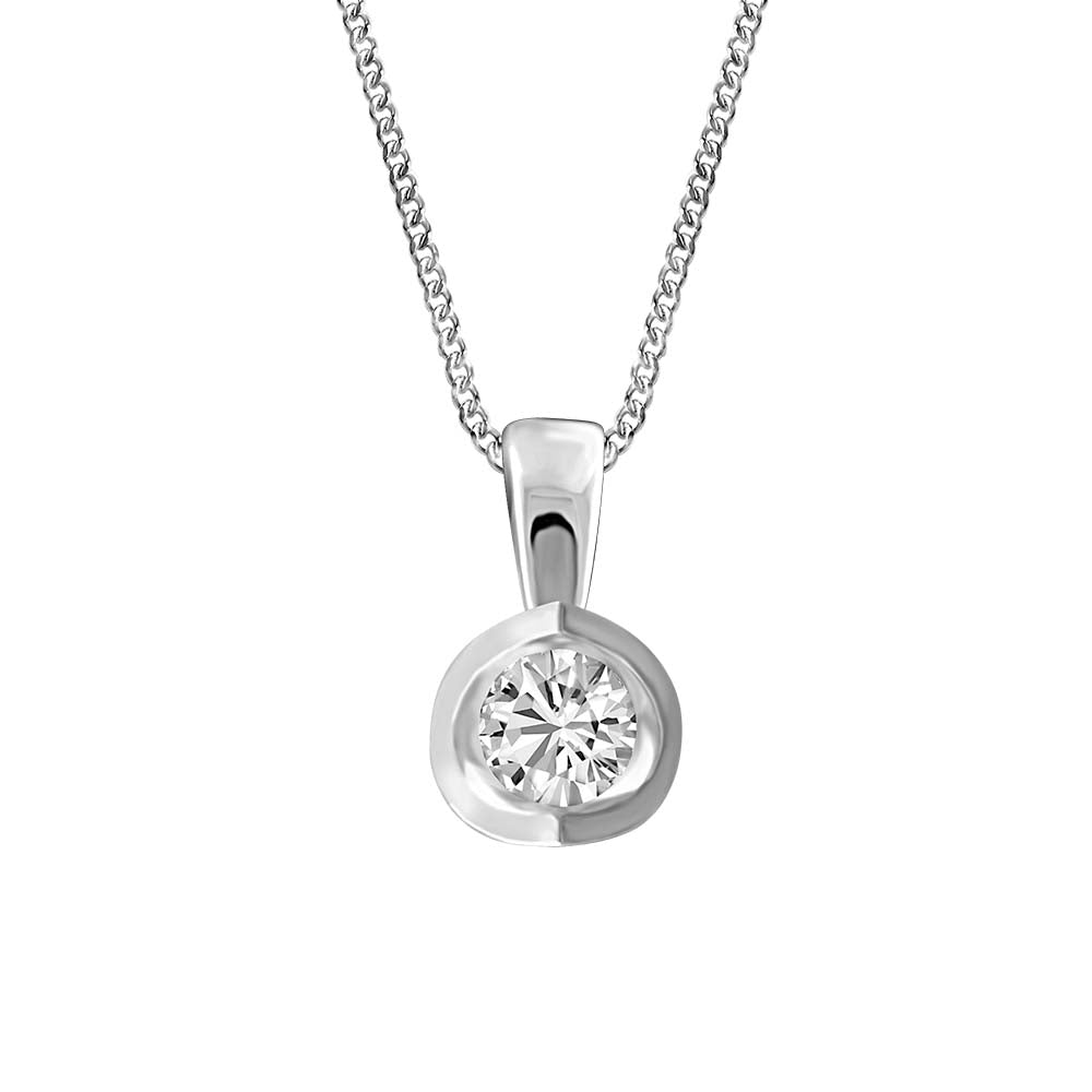 Pendant with .15 Carat Diamond in 14kt White Gold with Chain