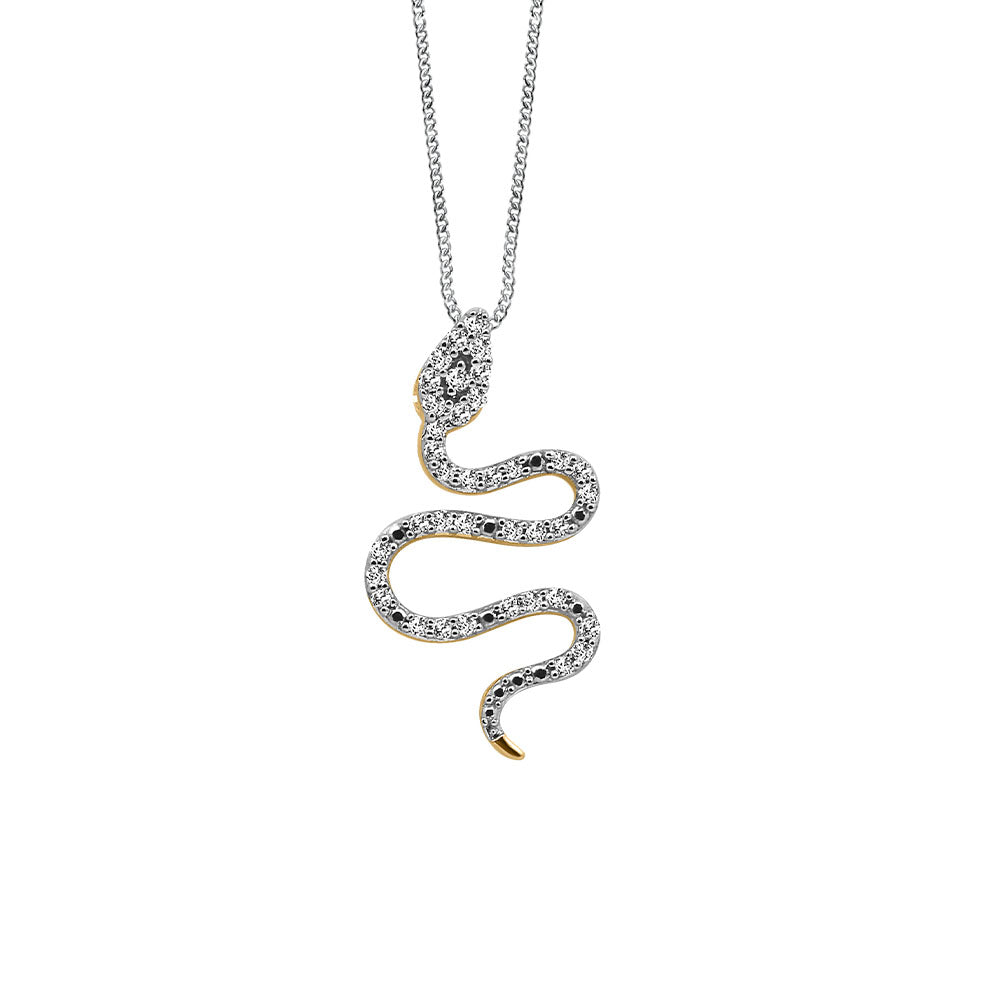 Esme Snake Pendant with .15 Carat TW of Diamonds in 10kt Yellow Gold with Chain